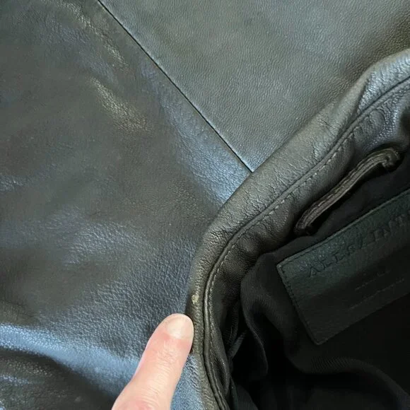 All Saints Varley Leather Jacket - Men's Size L - Dark Brown - Picture 12 of 14